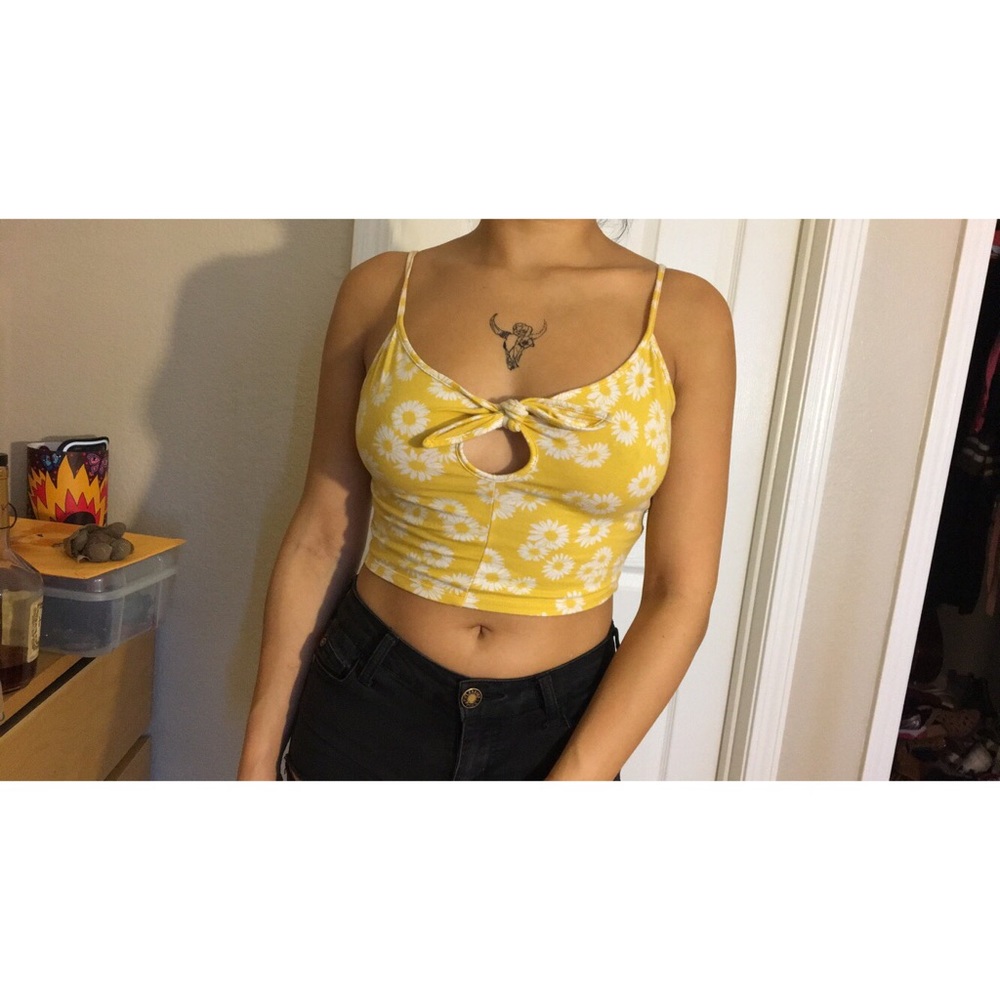 Yellow floral crop top